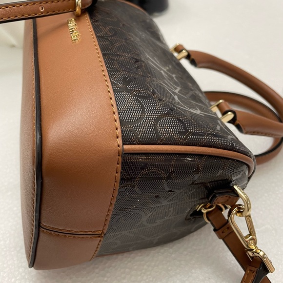 Calvin Klein Brown Logo Barrel Satchel Crossbody with Detachable Strap - Picture 8 of 9